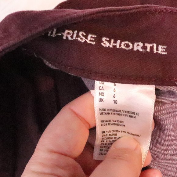 American Eagle | Hi Rise Shortie Burgundy Jean Shorts 6 - Picture 4 of 4